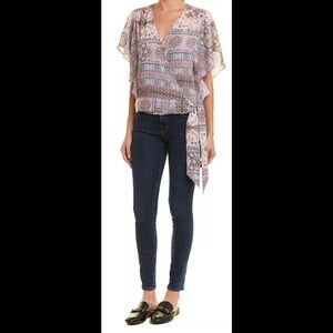 Parker Women’s Multi Print‎ Angel Wings Sleeves Wrap Top